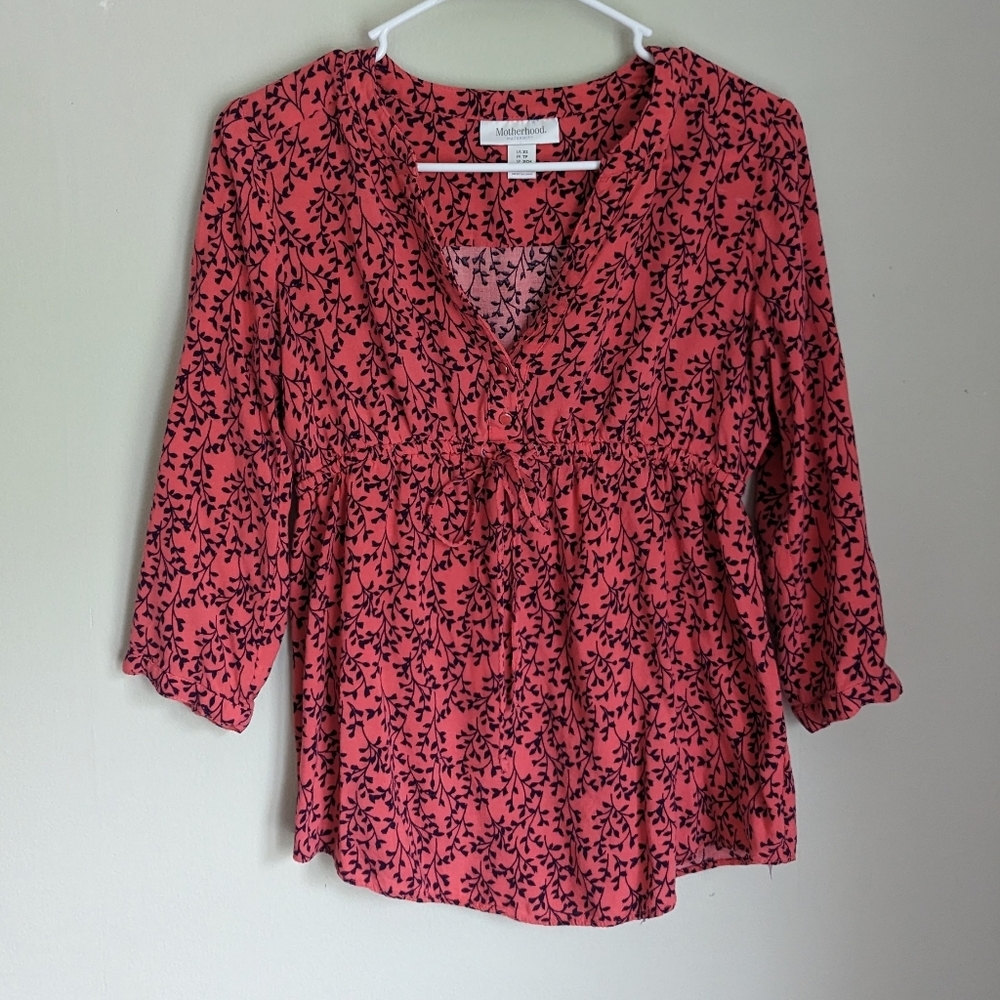 PINK and Blue Floral Motherhood Maternity XS Blouse
